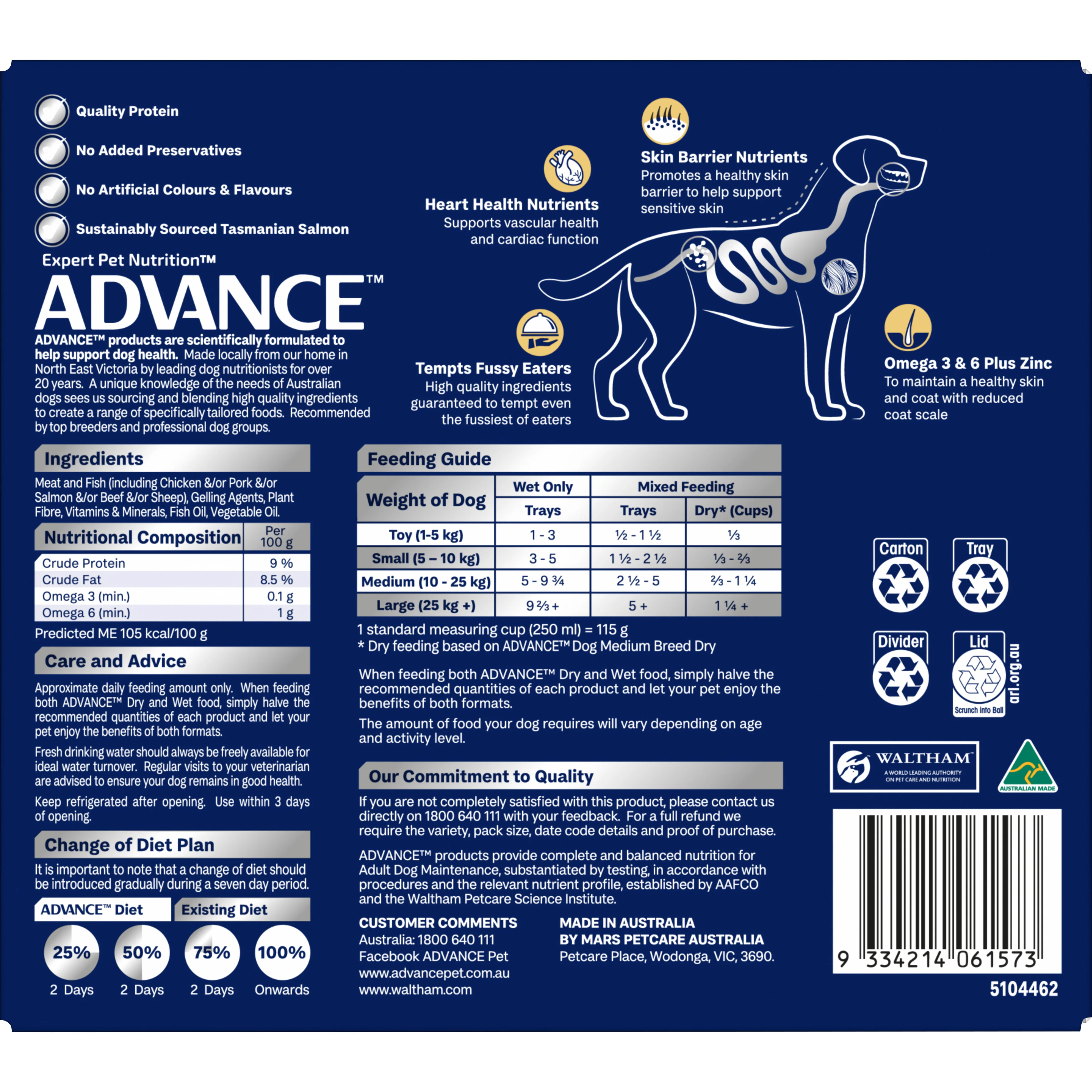 Advance Salmon Oodles Adult Wet Dog Food Trays 100g x 12 - Image 3