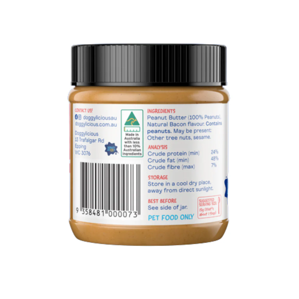 Doggylicious Barkin Bacon Doggy Peanut Butter Dog Treat 250g - Image 3